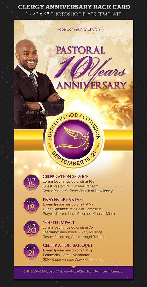 Clergy Anniversary Rack Card Template