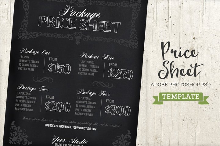 Chalkboard Price List Sheet Template