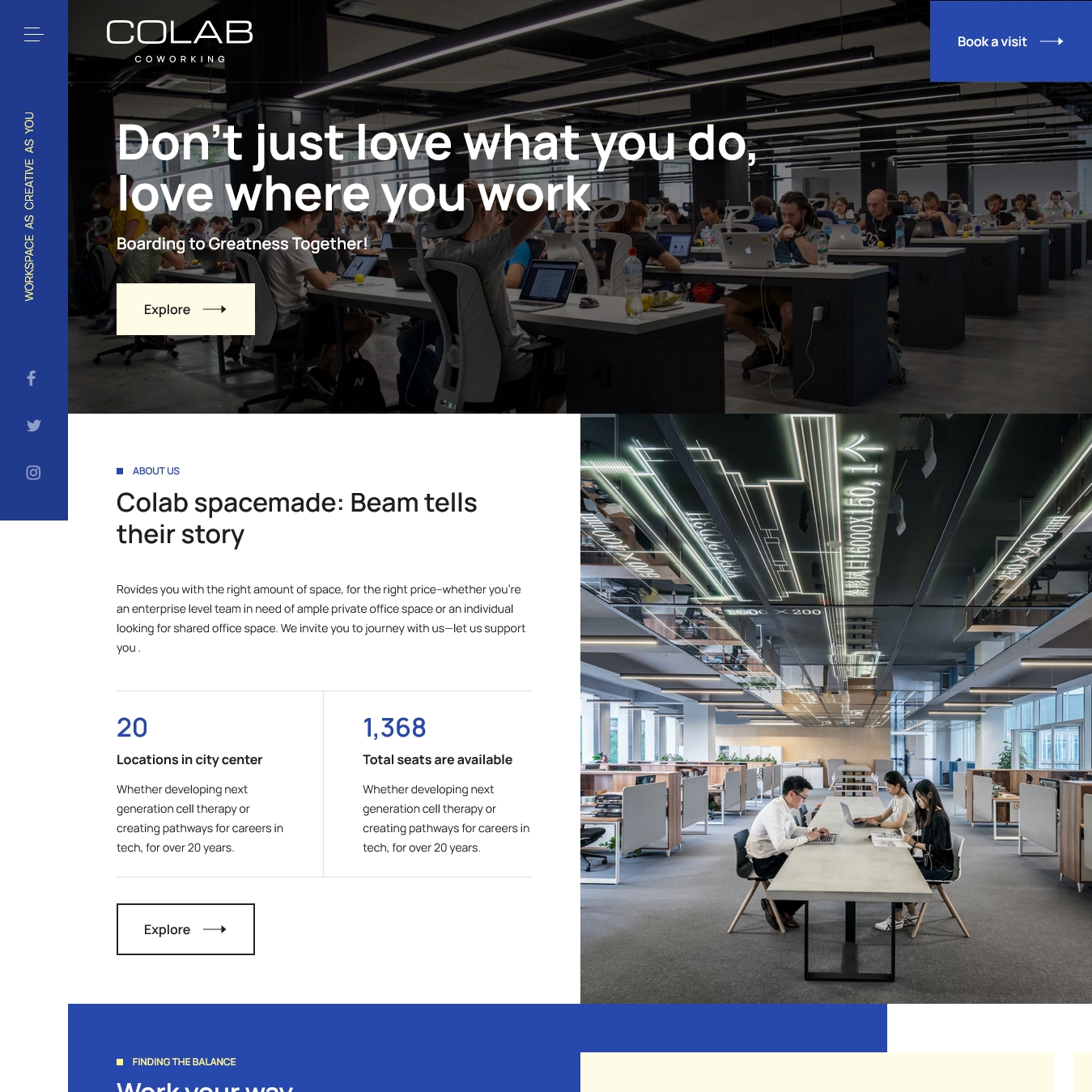 Business Joomla coworking space template - JA Colab