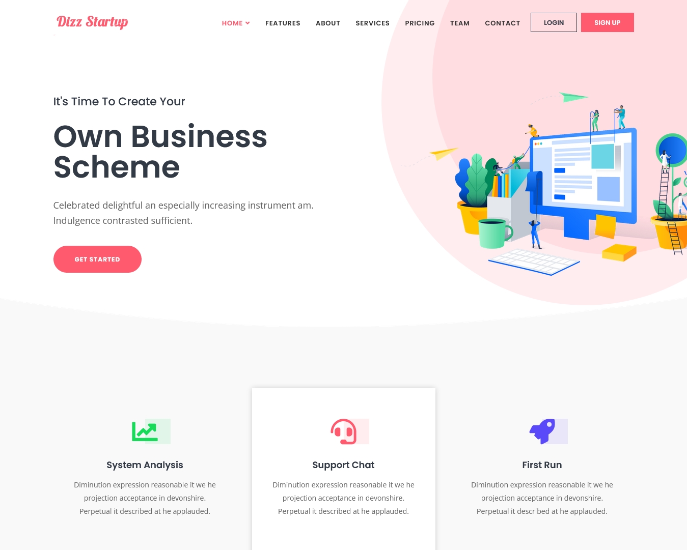 Dizz Startup Landing Page Template