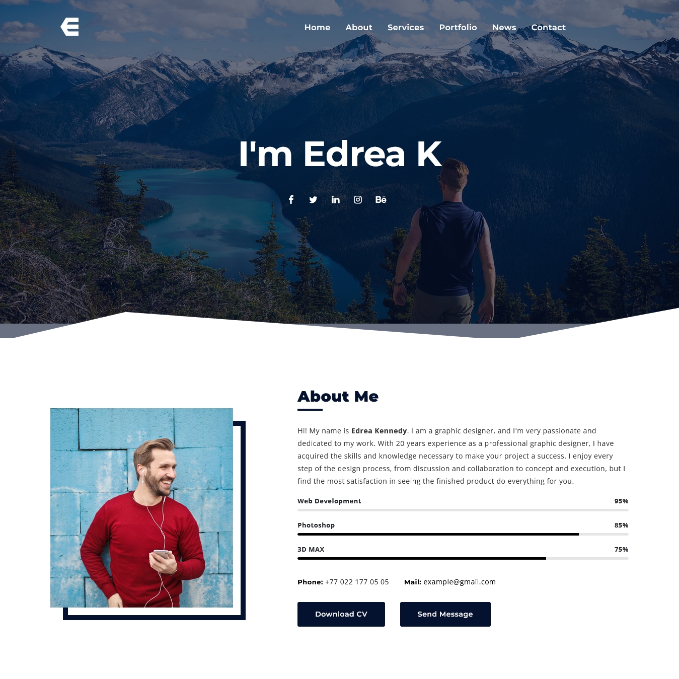 Edrea Personal Portfolio Joomla 4 Template