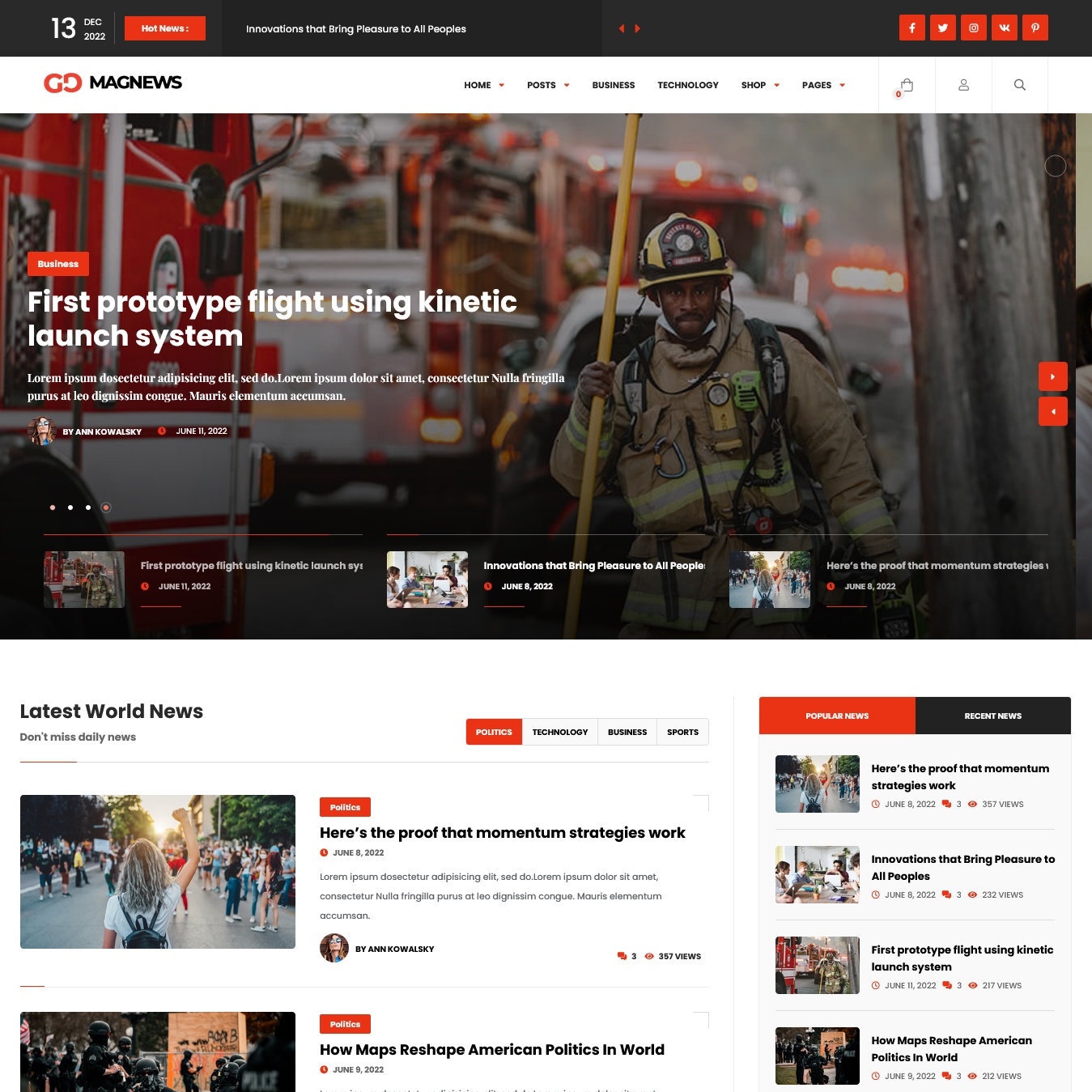 Gmag Blog News Magazine WordPress Theme