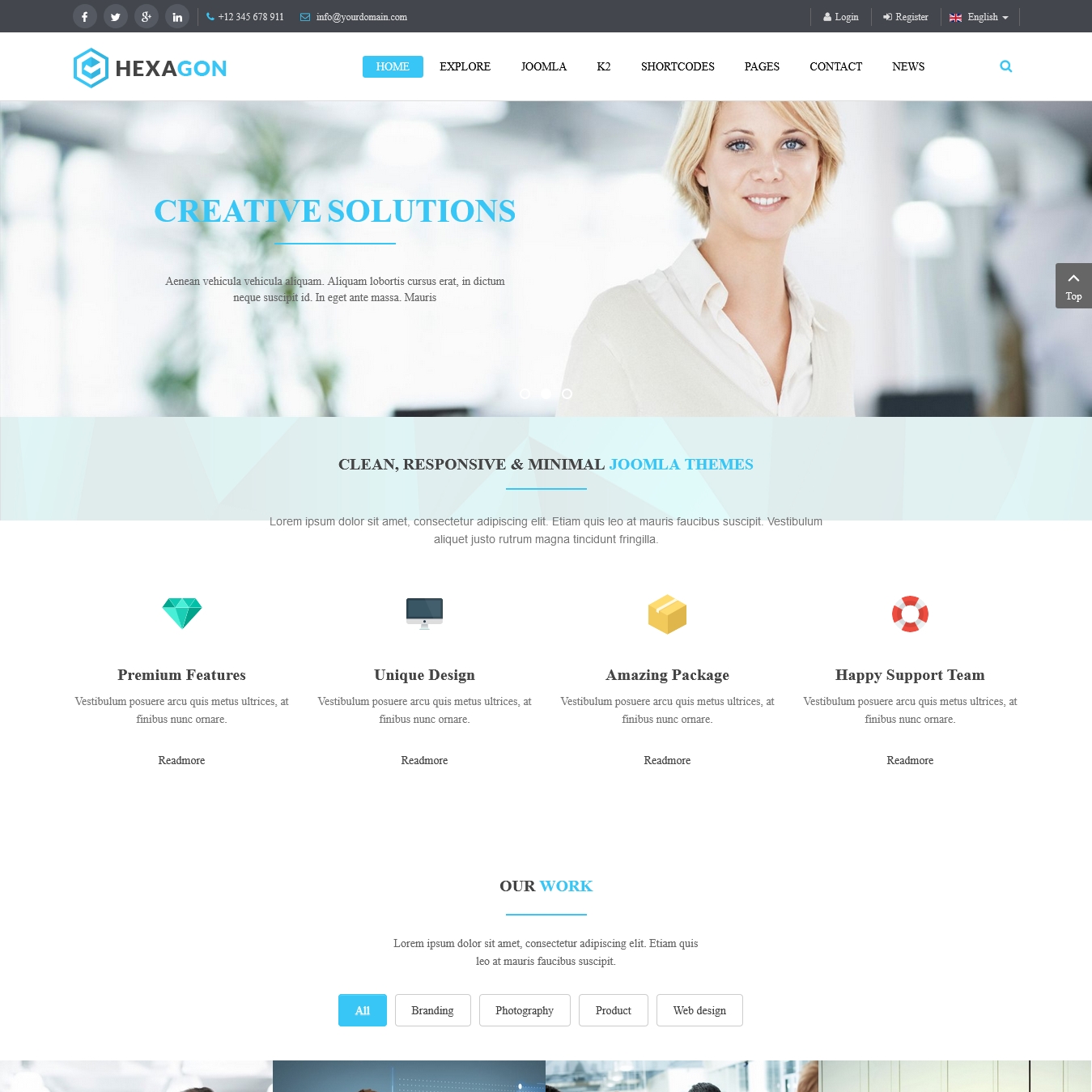 Hexagon Responsive Multipurpose Business Joomla Template