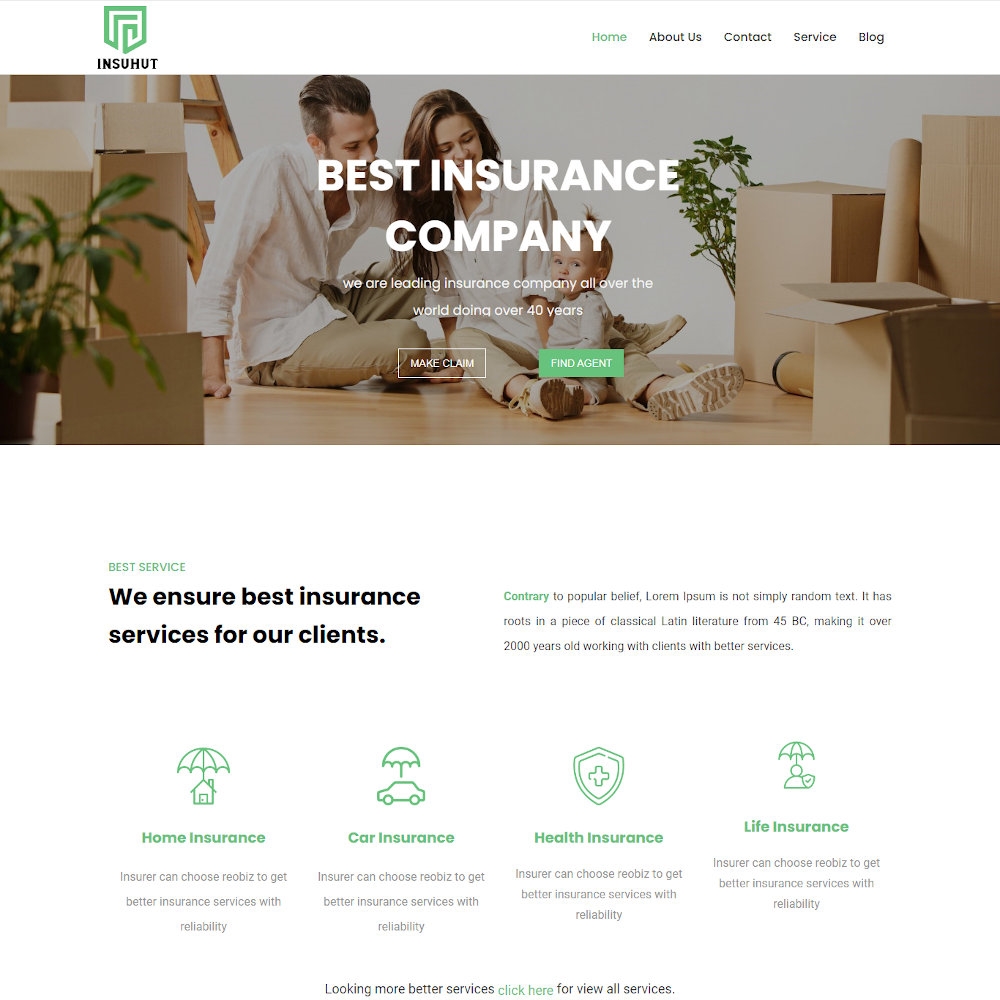 Insuhut Insurance Agency WordPress Theme