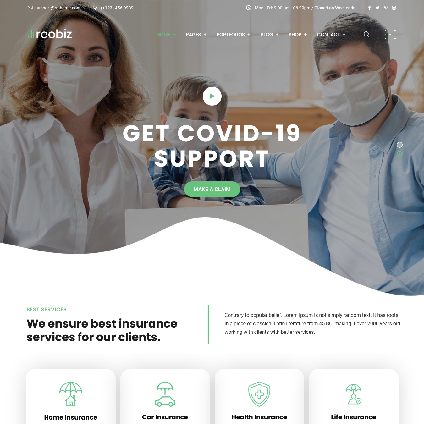 Insurance Reobiz Multipurpose Business WordPress Theme