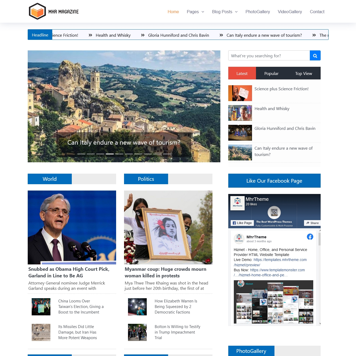 MhrMagazine Newspaper WordPress Theme