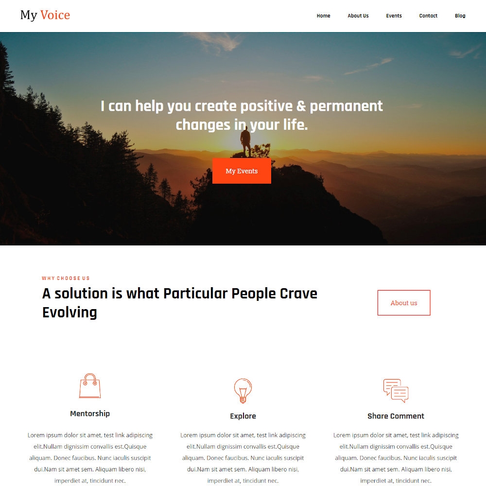 My Voice Motivational Speaker and Advisor Joomla Template