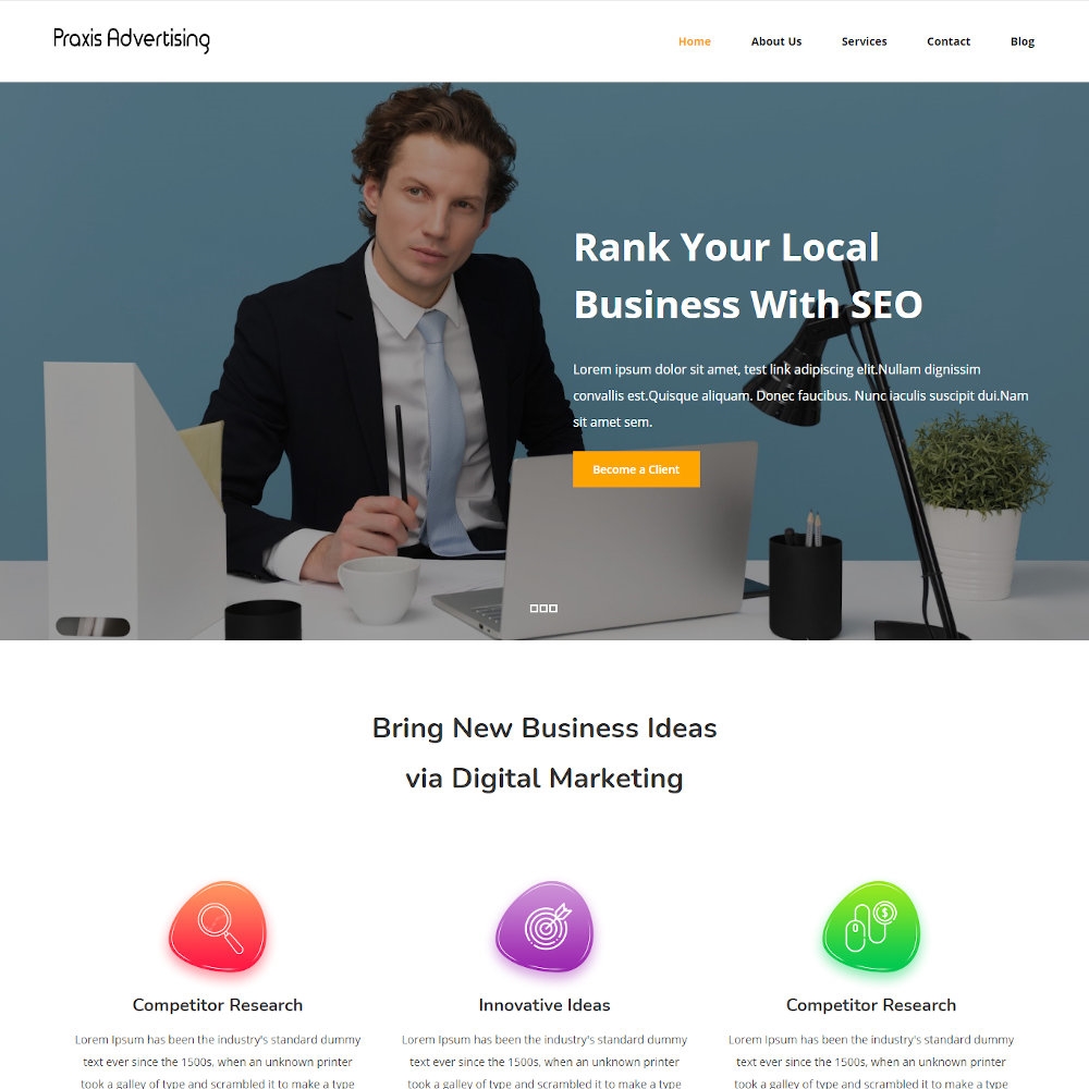 Praxis Advertising Digital Branding Advertising Agency Joomla Template