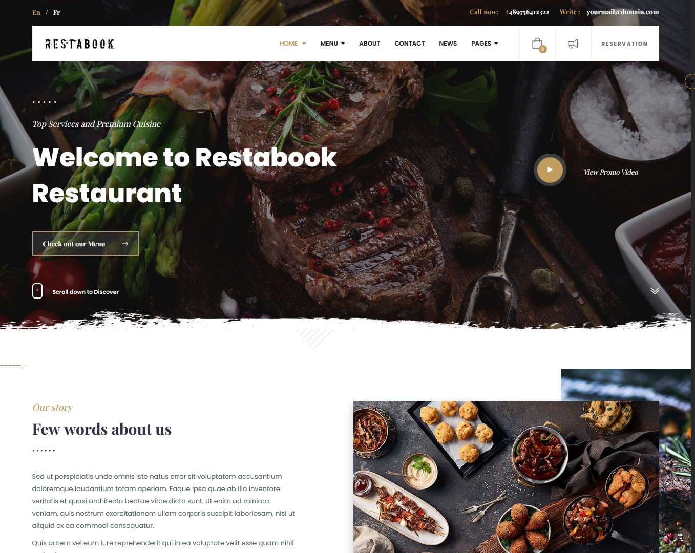 Restabook Responsive Restaurant Cafe Pub Template