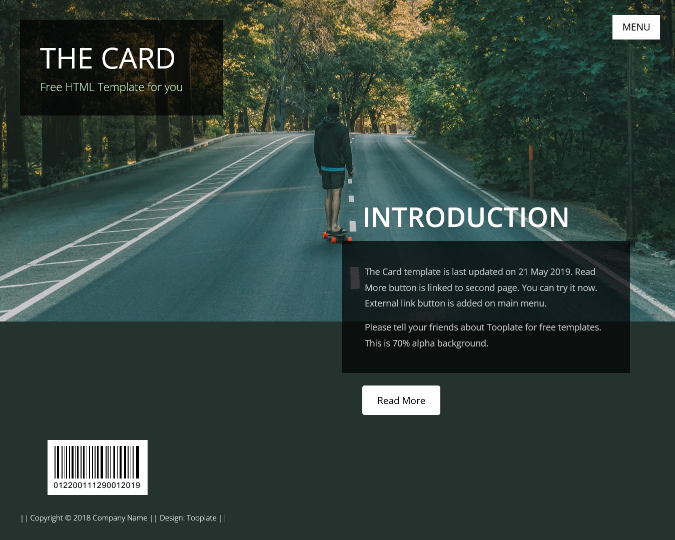 The Card HTML5 Template by tooplate