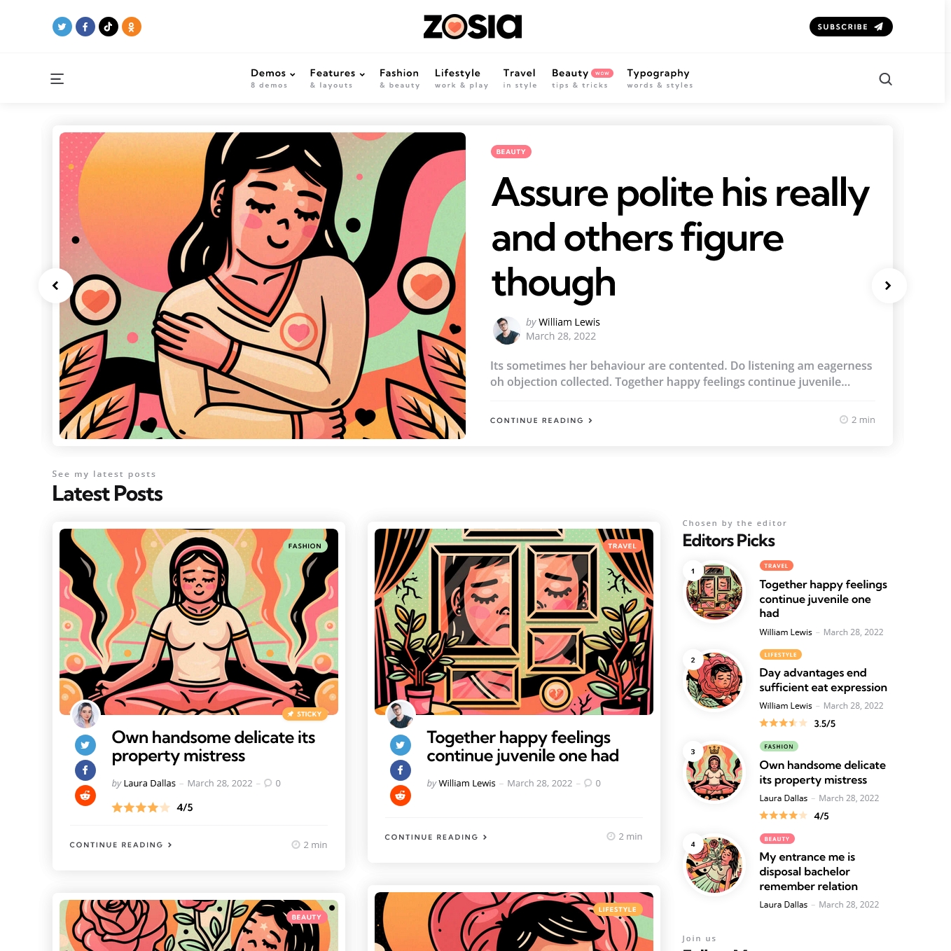 Zosia Personal Blog Theme