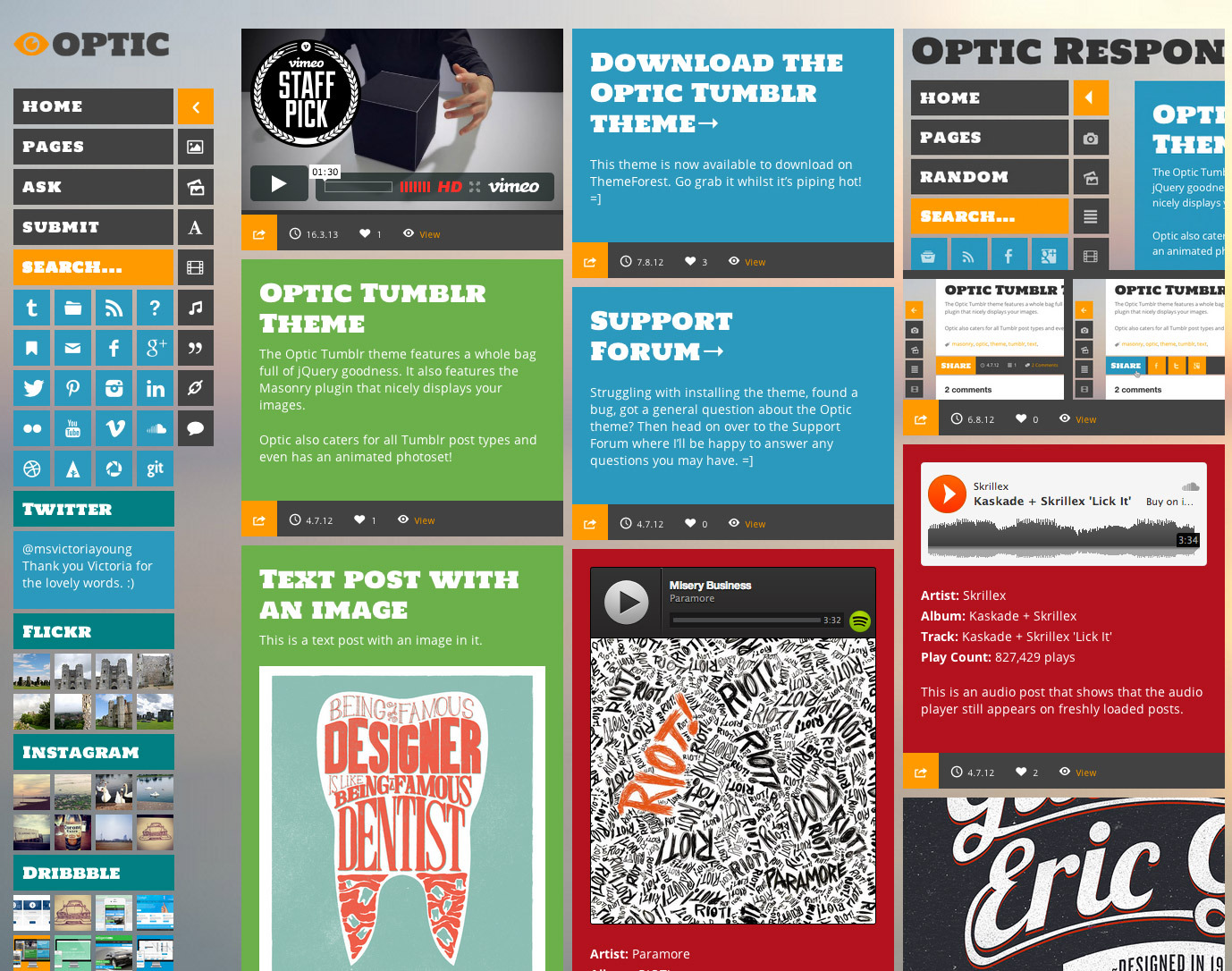 Optic Responsive Tumblr Theme