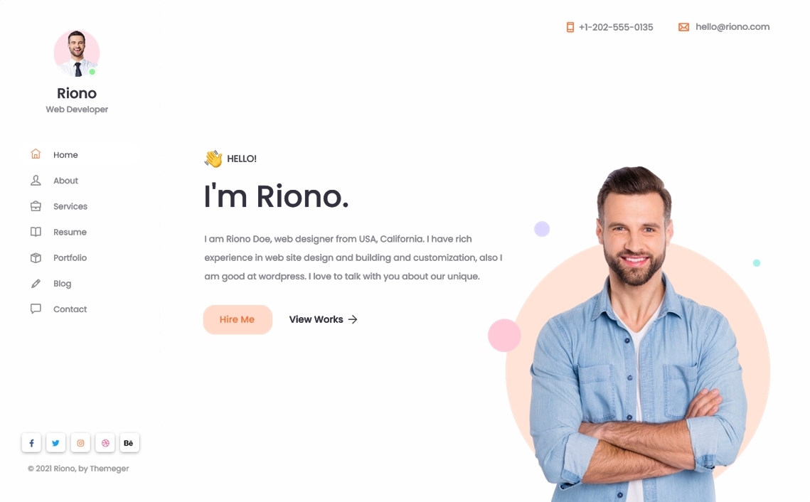 Riono Personal Portfolio HTML Template