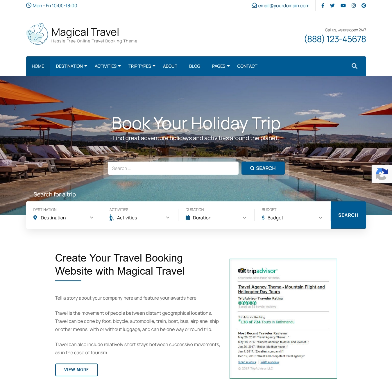 Magical Travel Hassle Free Online Travel Booking Theme