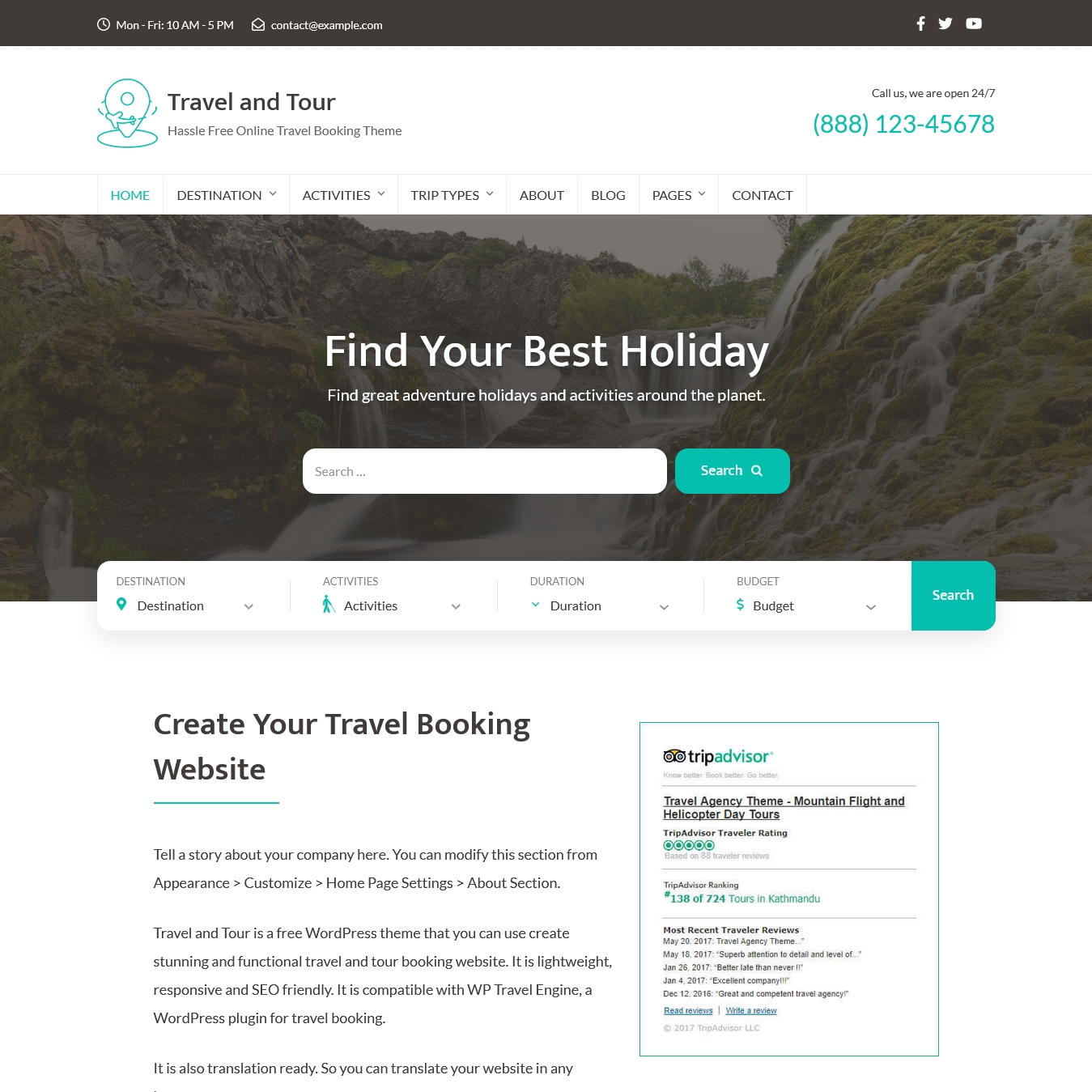 Travel and Tour Hassle Free Online Travel Booking Theme