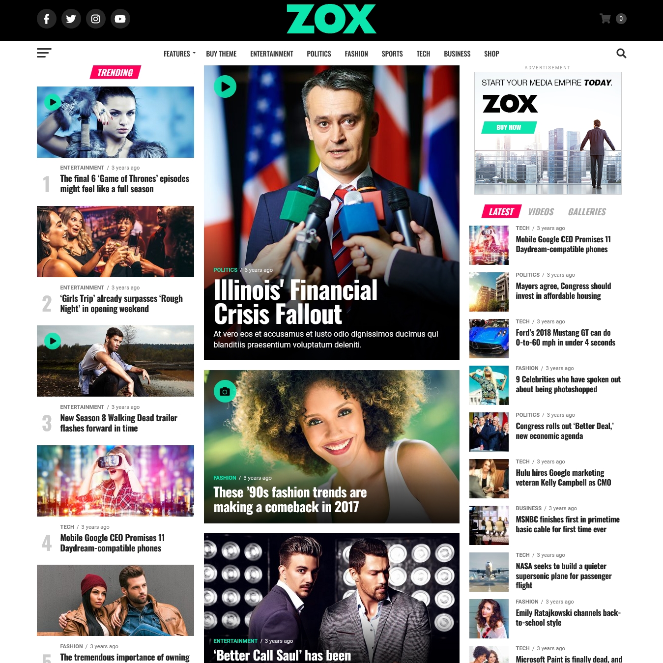 Zox News Professional WordPress News & Magazine Theme
