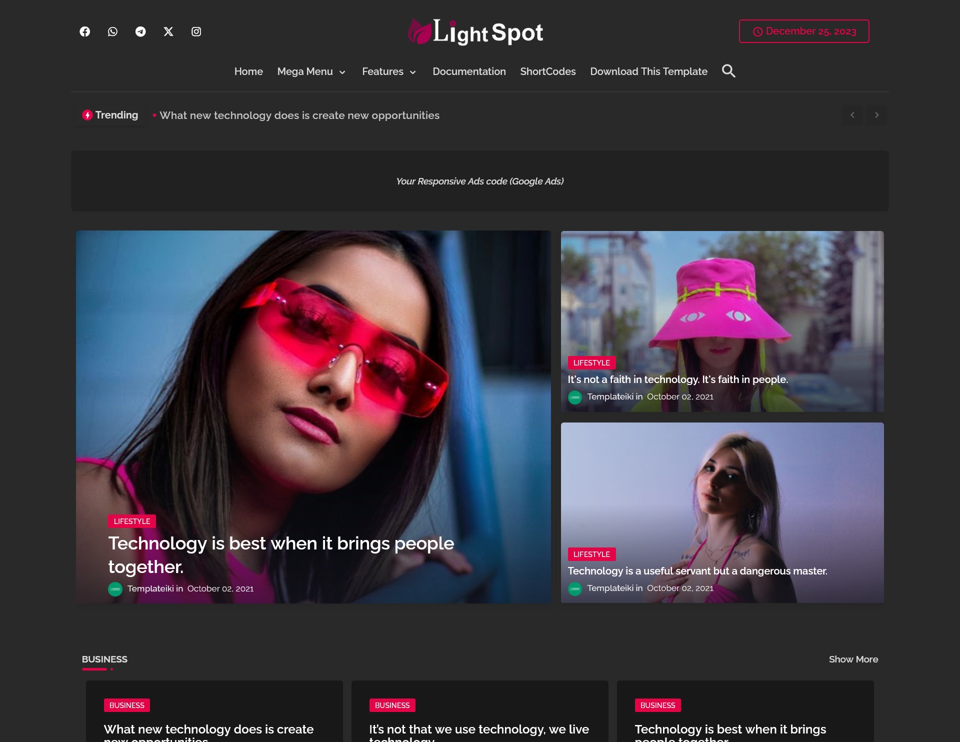 LightSpot Dark Blogger Template