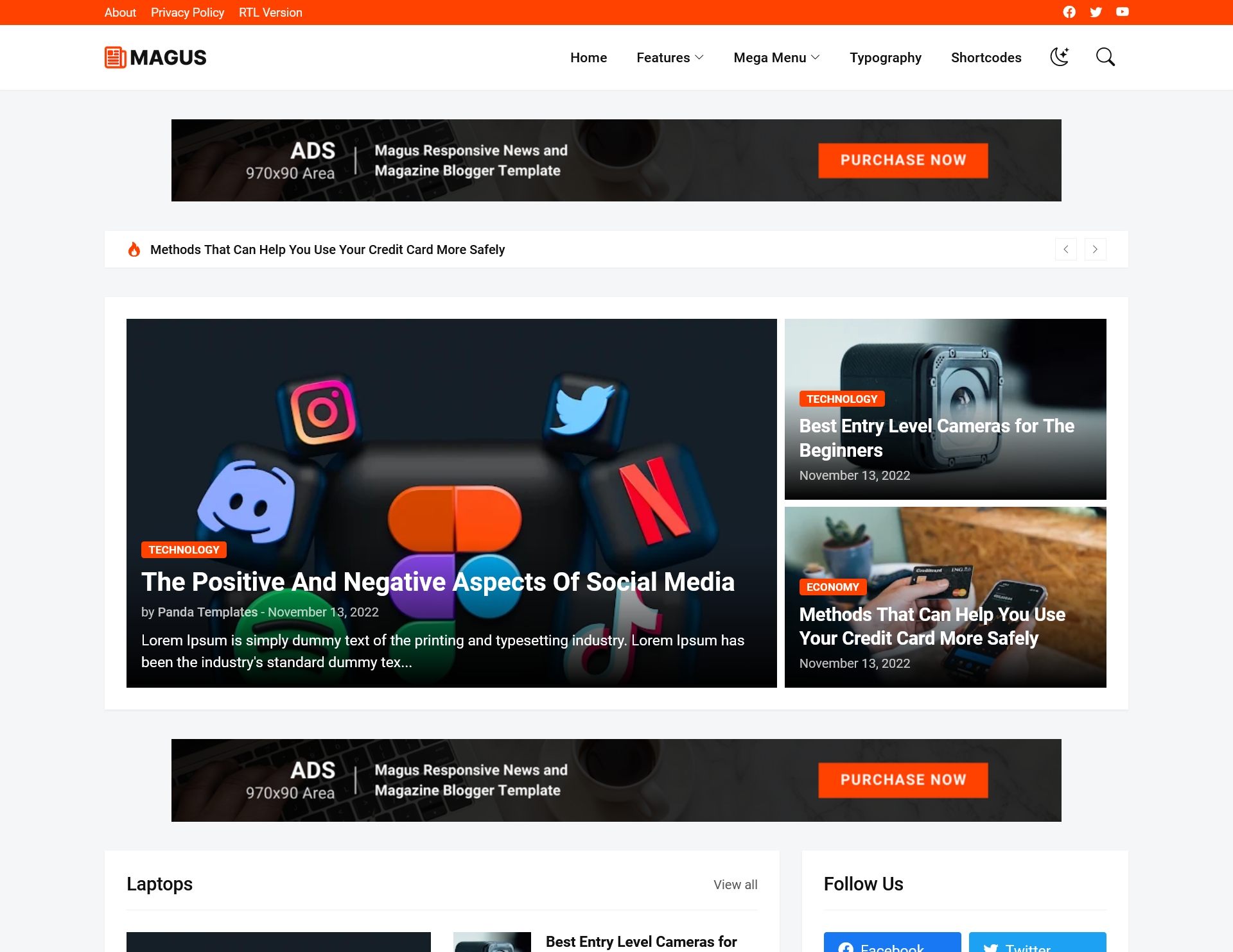 Magus Responsive Magazine Blogger Template