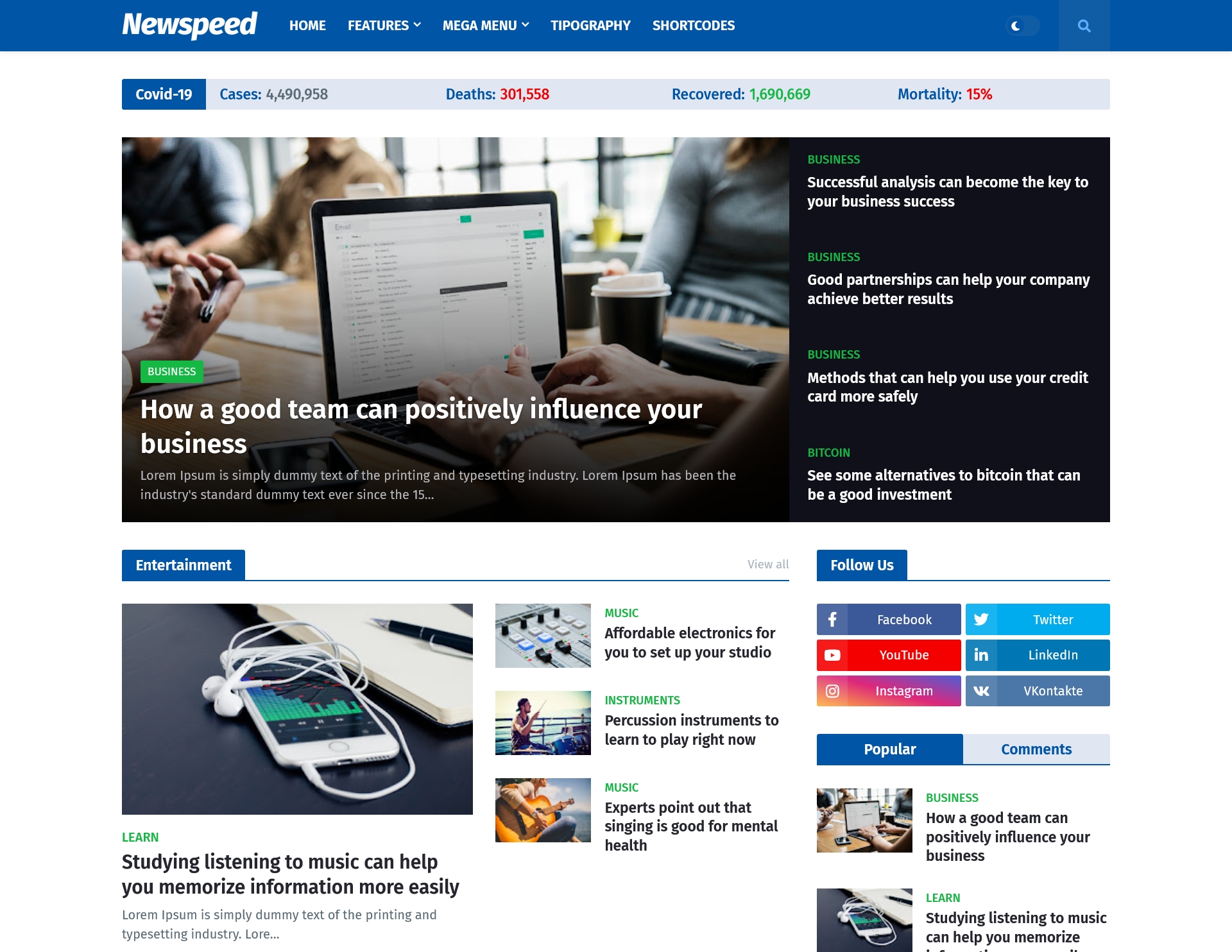 Newspeed Responsive News Magazine Blogger Template