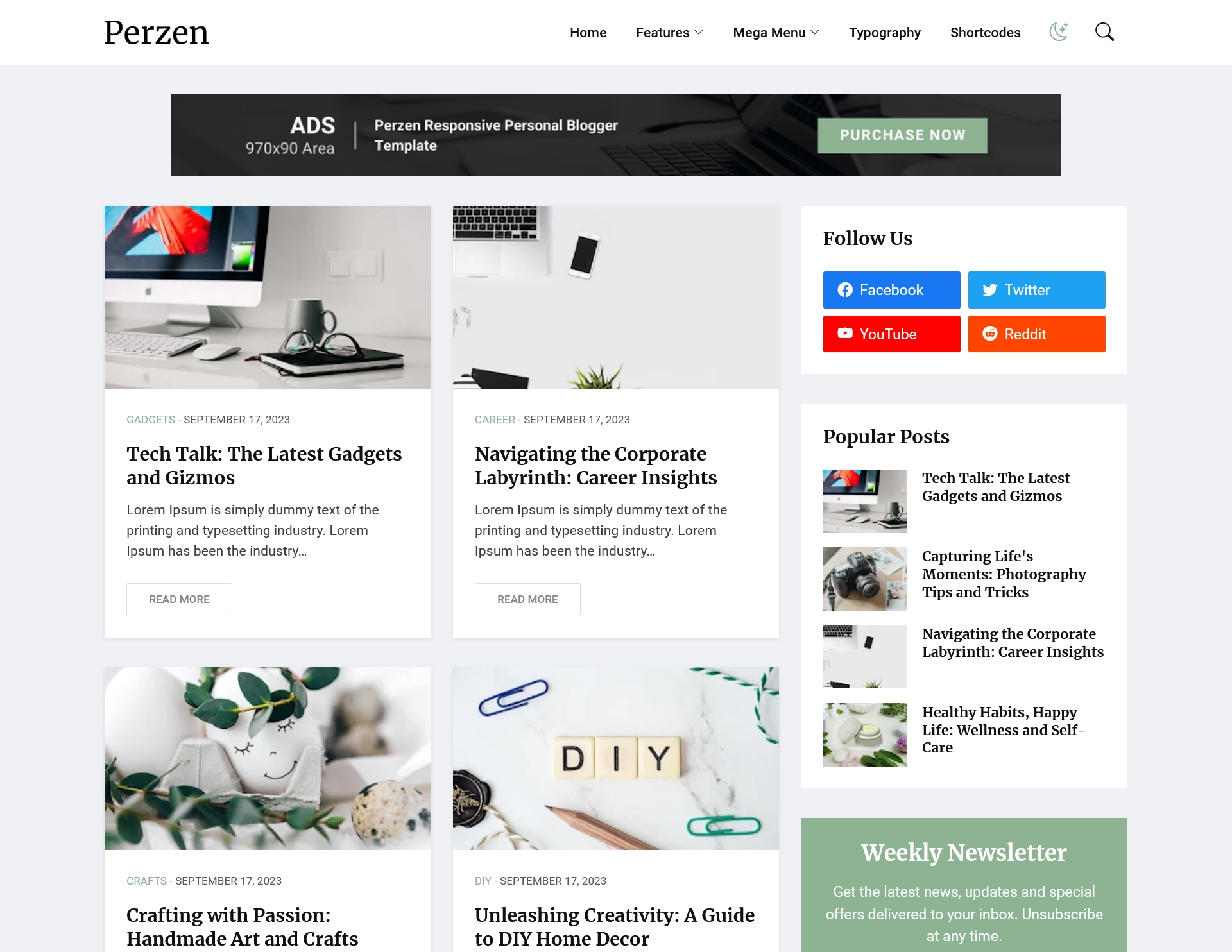 Perzen Minimal Blogger Template