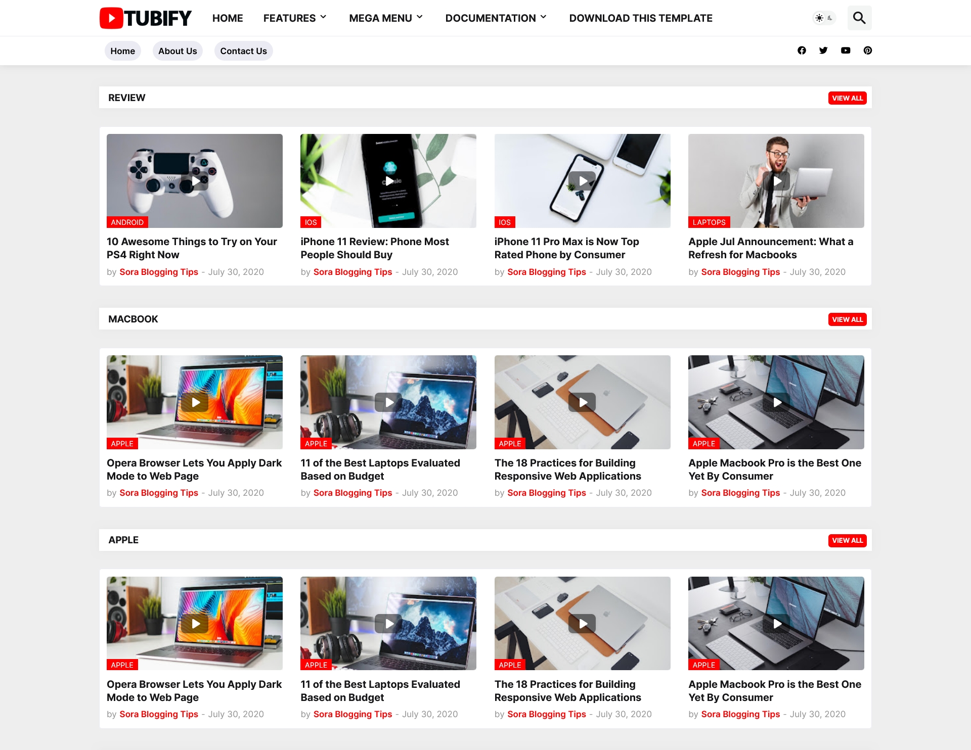 Tubify Blogger Template