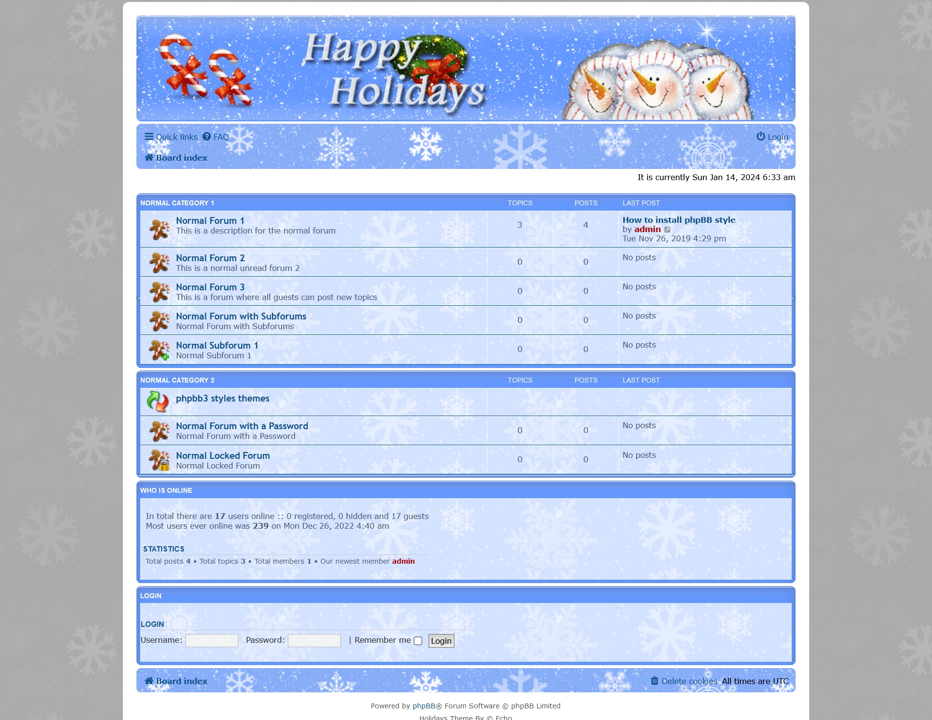 Holidays Free phpBB Theme