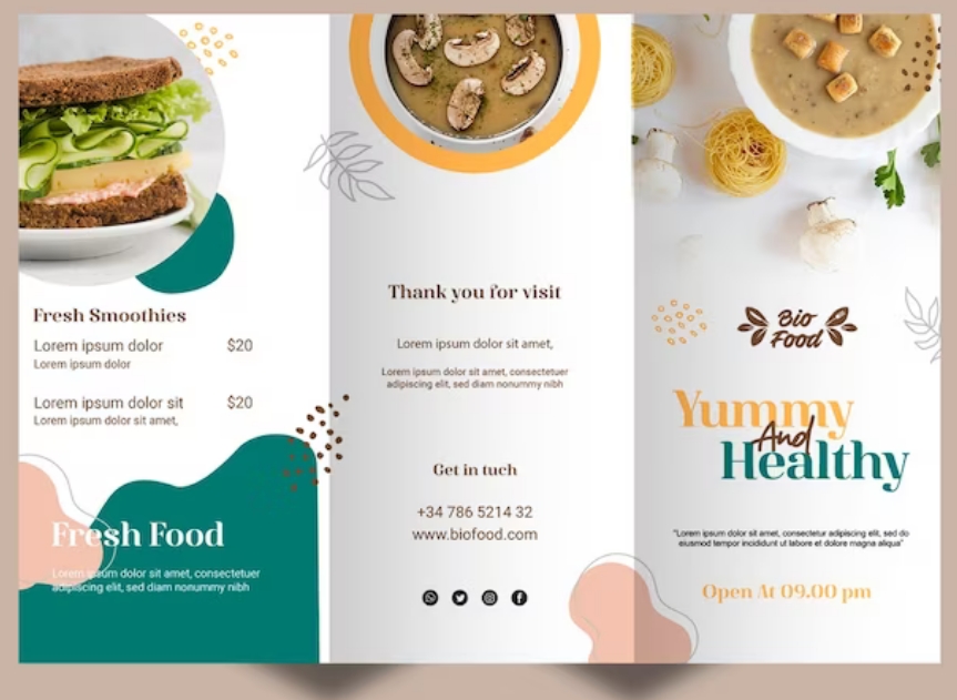 Brochure Template with Healthy Food