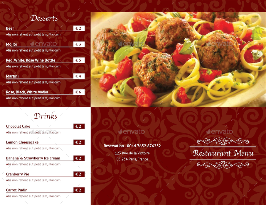 Restaurant Menu Trifold Template