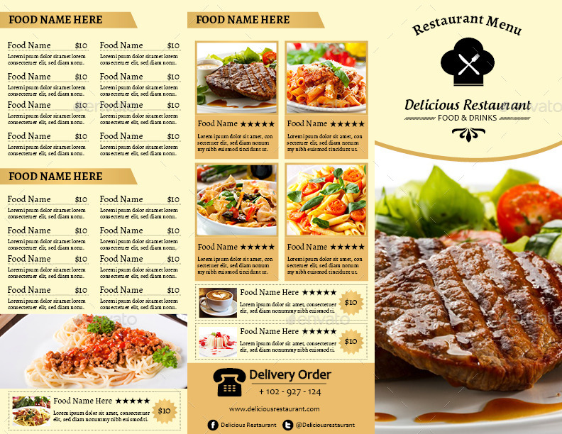 TriFold Restaurant Menu Template Vol. 5