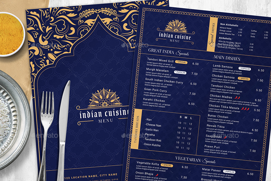 Indian Restaurant Menu Template