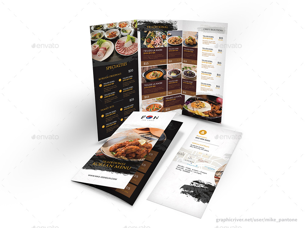 Korean Restaurant Trifold Menu