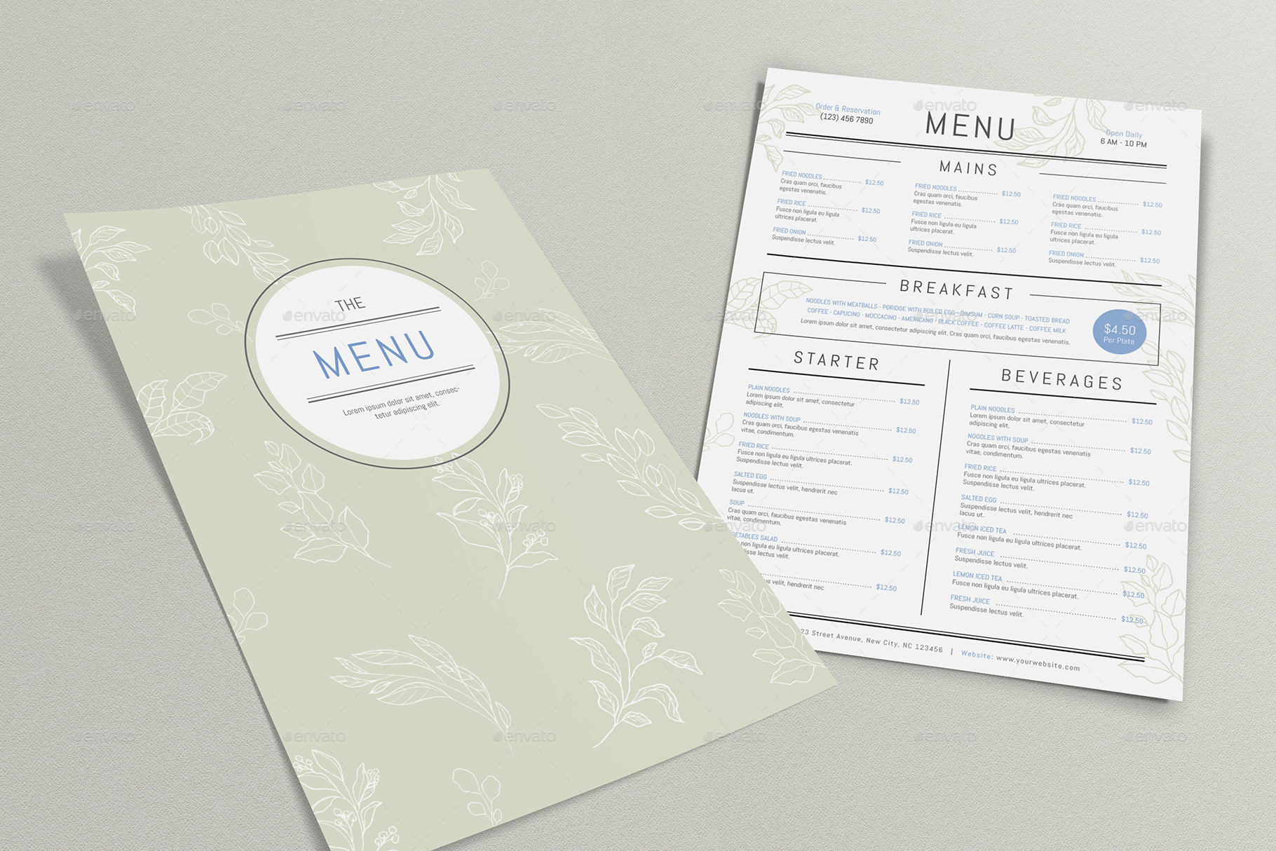 Organic Menu Template