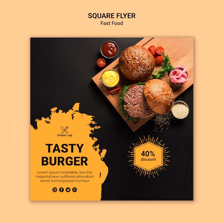 Tasty Burger Square Flyer Template