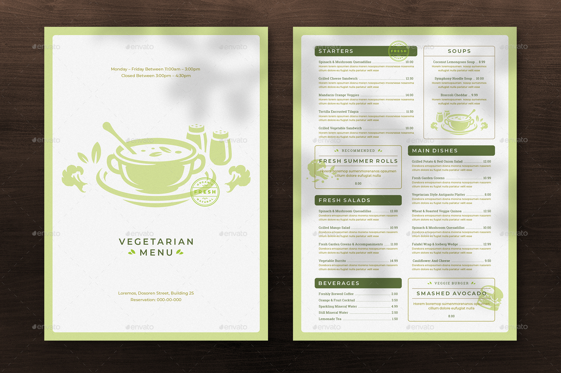 Vegetarian Menu Template