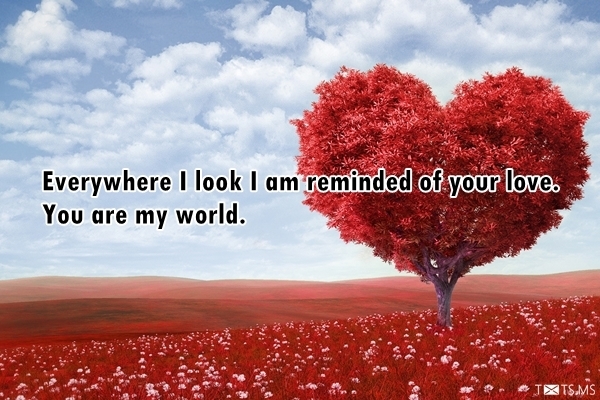 Love Quote with Red Heart Tree