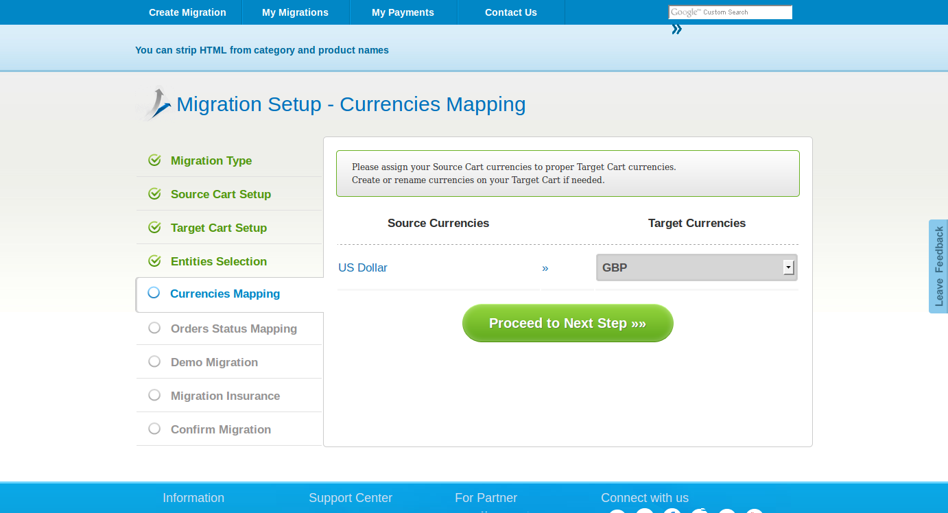 Order Status Mapping page