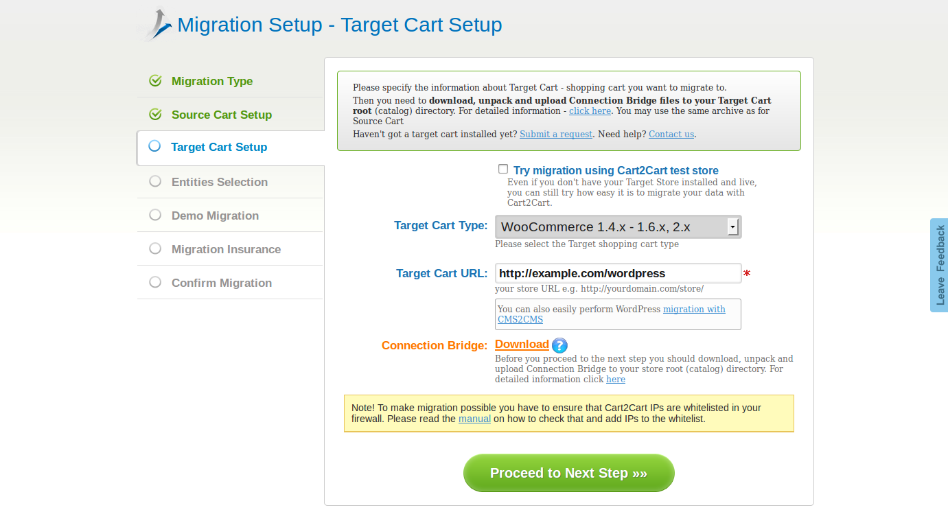 Target Cart URL