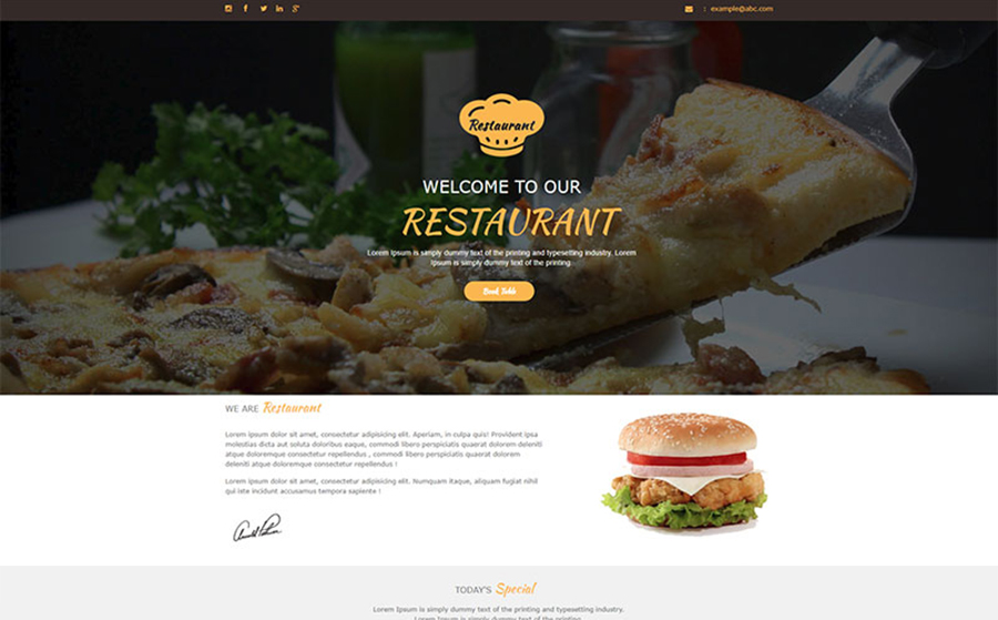 Restaurant Unbounce Template