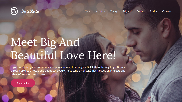 Datelletto - Dating Premium Moto CMS 3 Template