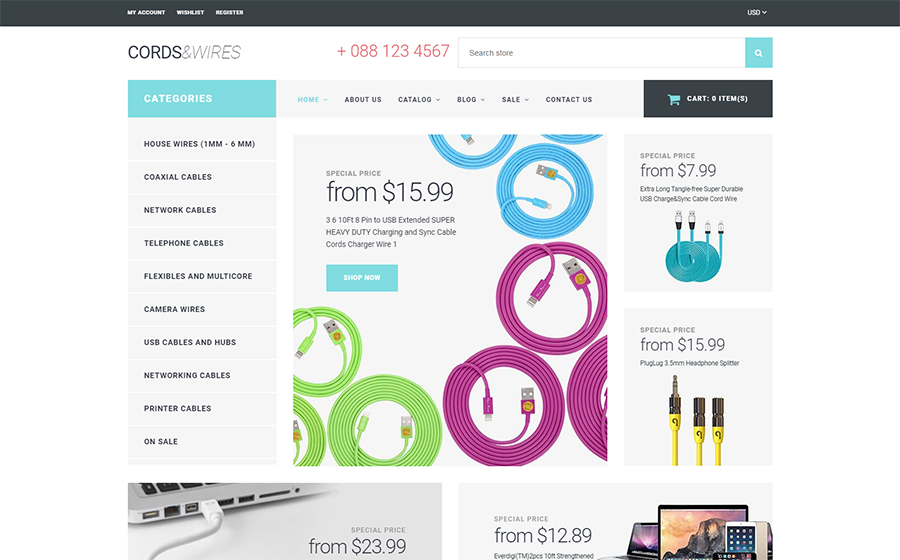 Cords & Wires Shopify Template 