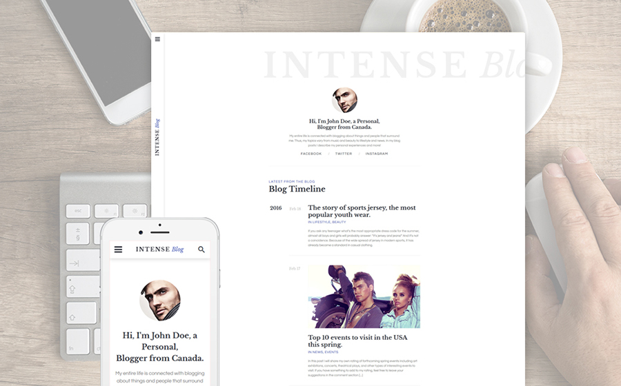 INTENSE Blog Website Template