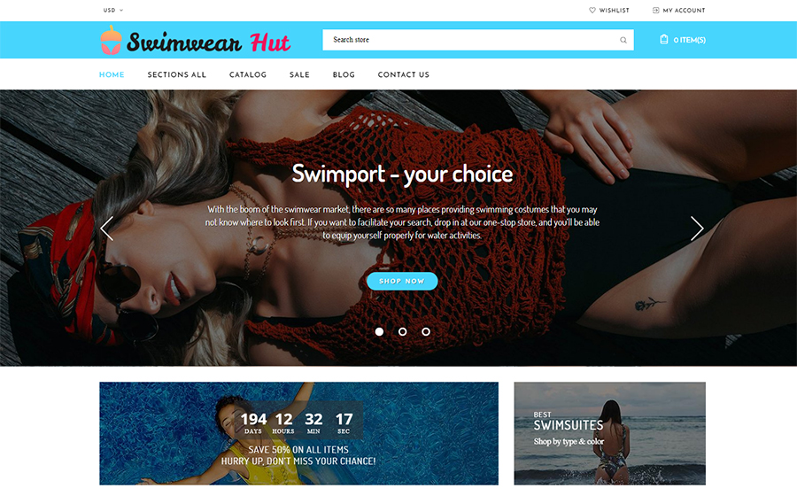 Swimwear Hut - Swimwear Store Shopify Theme