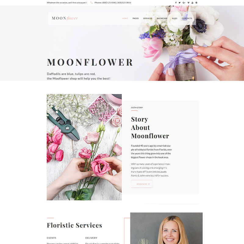 Moon Flower - Flower Shop WordPress Theme