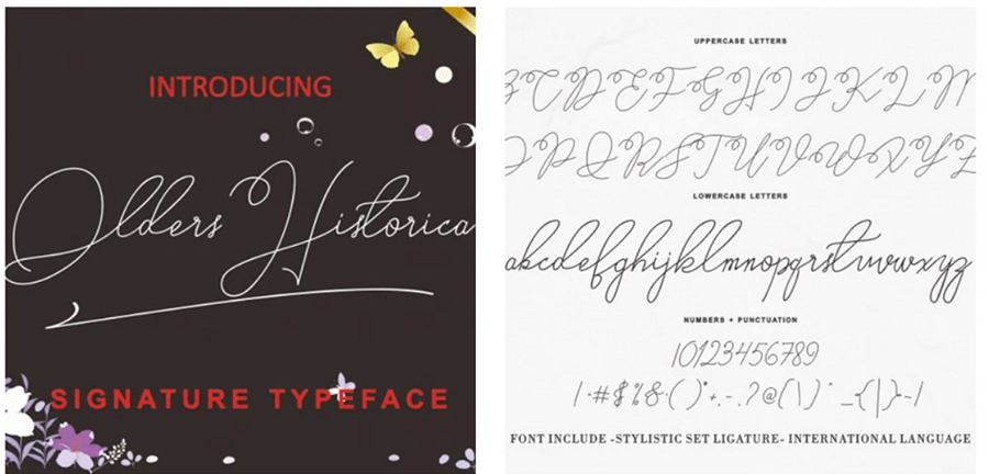 Older Historica Signature Type Font