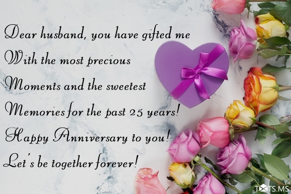 25th Anniversary Wishes for Husband