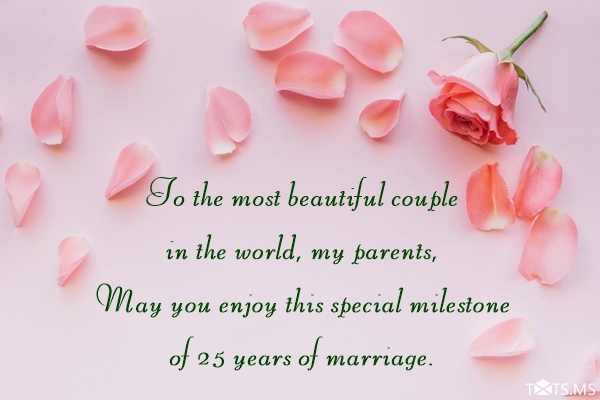 25th Anniversary Wishes for Parents