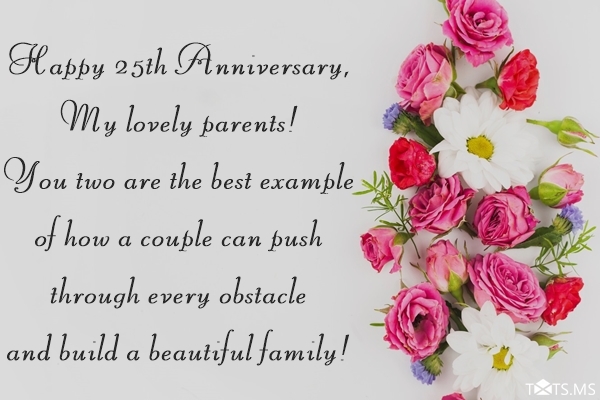 25th Wedding Anniversary Wishes for Parents
