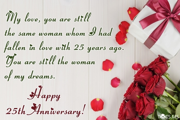 25th Wedding Anniversary Wishes for Wife