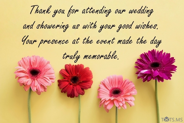 Thank You Messages for Attending Wedding