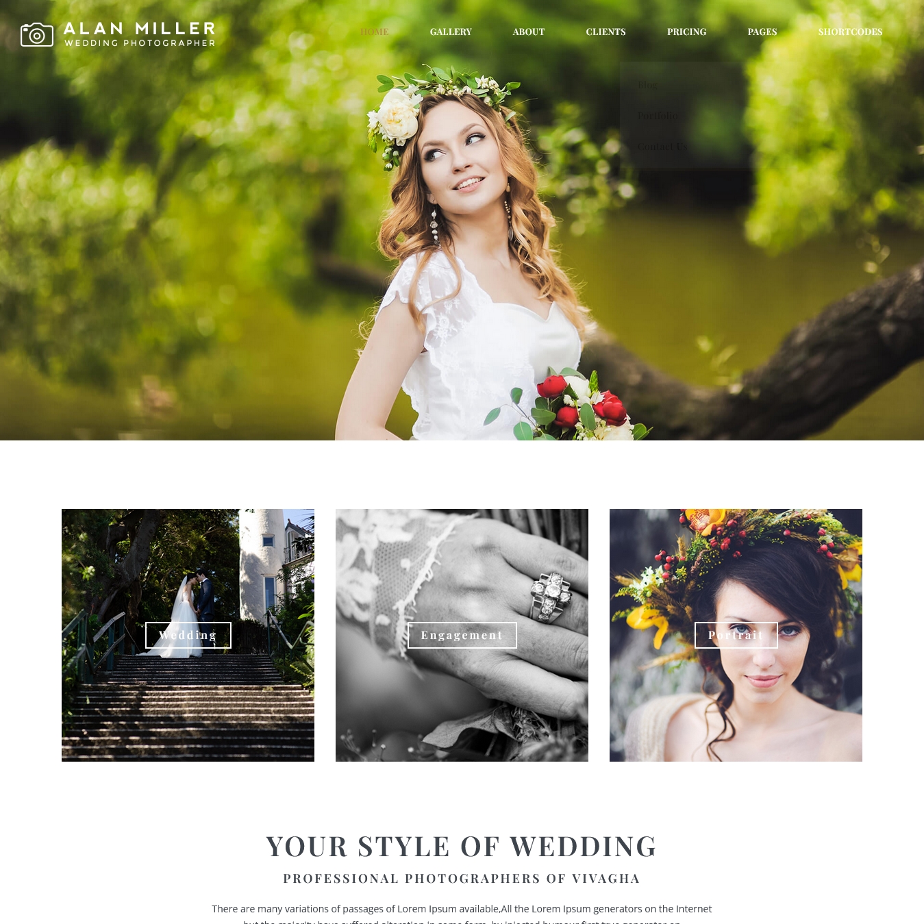 Wedding Photographer WordPress Theme - Vivagh